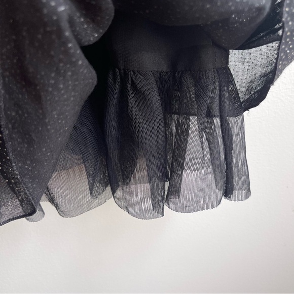 Free People Black Lace Gold Sparkle Midi Cotton Dress Crinoline Sleeveless 8 - Picture 8 of 10